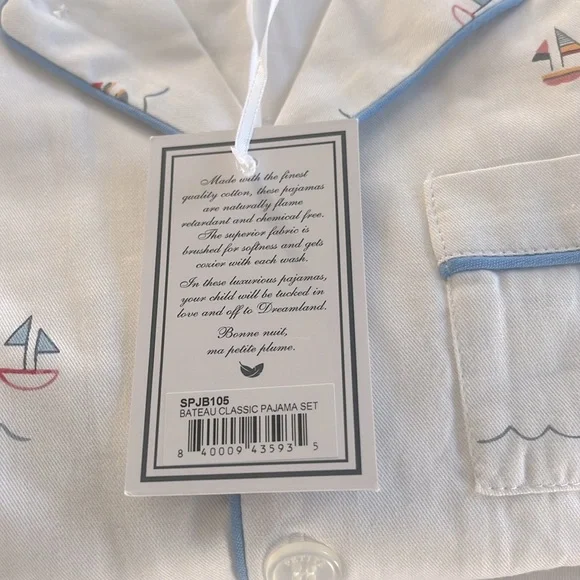 Petite Plume Bateau Sailboat Pajama Set Flame Resistant Chemical Free Size 5 NWT - Picture 6 of 6
